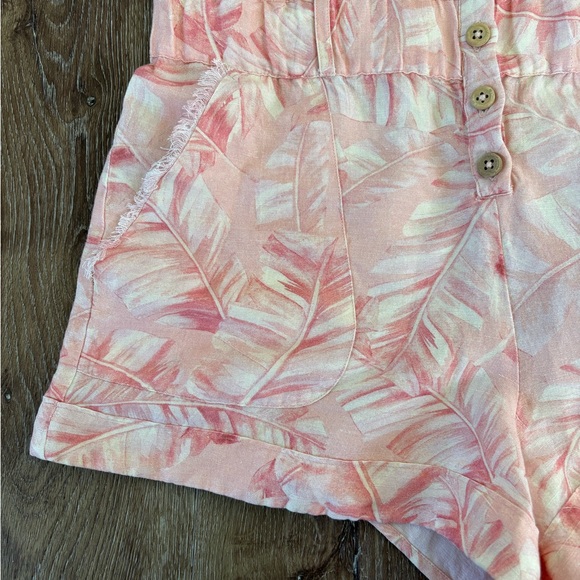 Show Me Your MuMu Linen Blend Pink Palm Leaf Print Romper Size:XS - Picture 6 of 16
